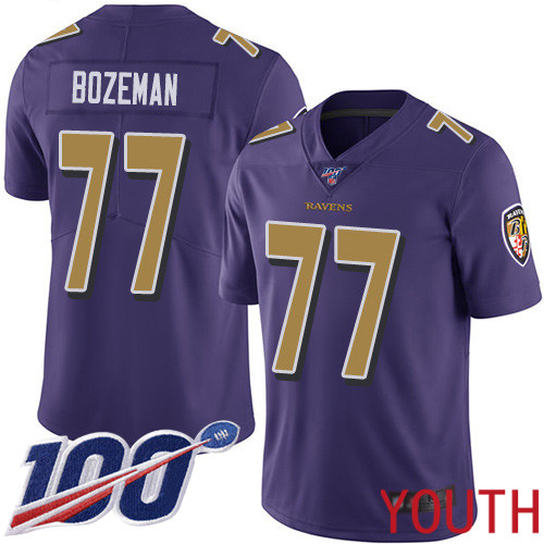 Baltimore Ravens Limited Purple Youth Bradley Bozeman Jersey NFL Football #77 100th Season Rush Vapor Untouchable->baltimore ravens->NFL Jersey